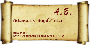 Adamcsik Begónia névjegykártya